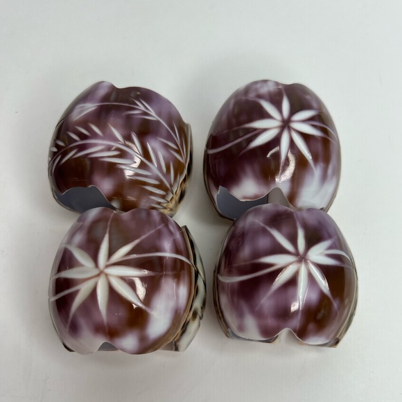 Cowrie Shell Napkin Ring Holders 2" Set of 4 - Picture 1 of 2
